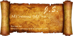 Jánossy Sára névjegykártya
